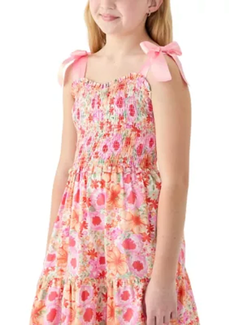 Girls 7-16 Floral Bow Shoulder Maxi Dress