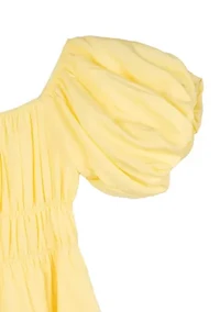 Girls 7-16 Puff Sleeve Smocked Cotton Romper