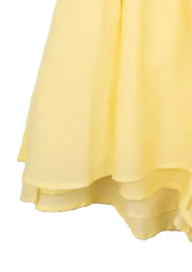 Girls 7-16 Puff Sleeve Smocked Cotton Romper