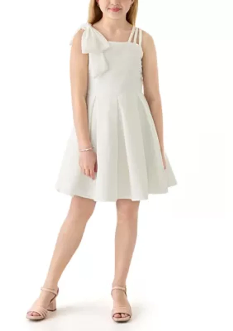 Girls 7-16 One-Shoulder Scuba Dress