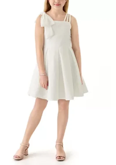 Girls 7-16 One-Shoulder Scuba Dress