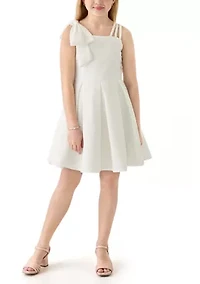 Girls 7-16 One-Shoulder Scuba Dress