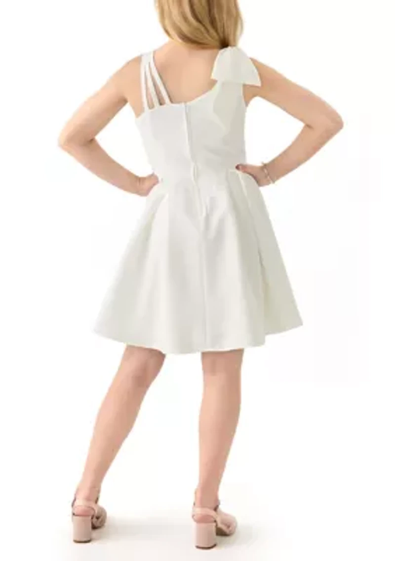 Girls 7-16 One-Shoulder Scuba Dress