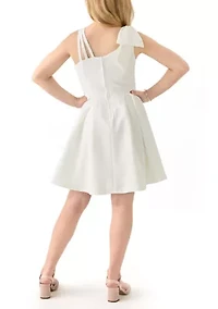 Girls 7-16 One-Shoulder Scuba Dress