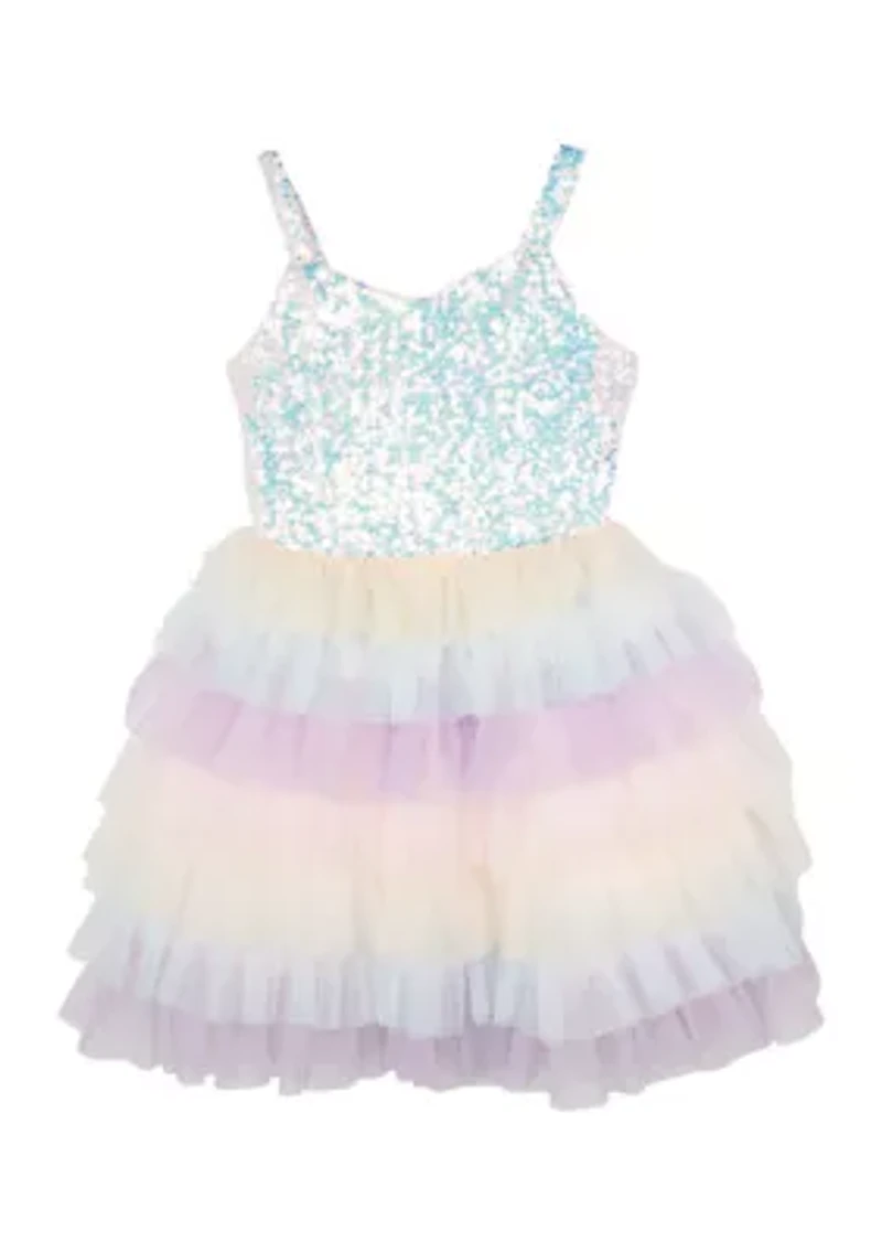 Girls 7-16 Rainbow Sequin Dress