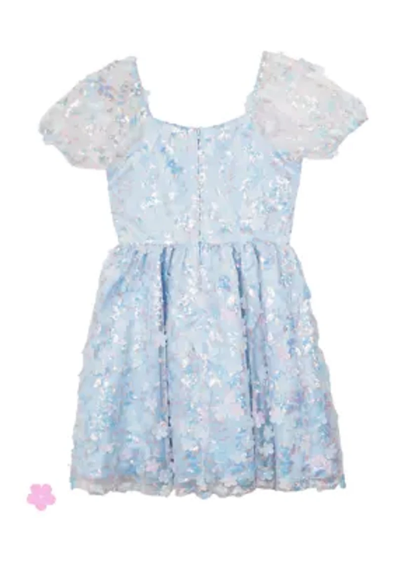 Girls 7-16 Puff Sleeve Floral Dress