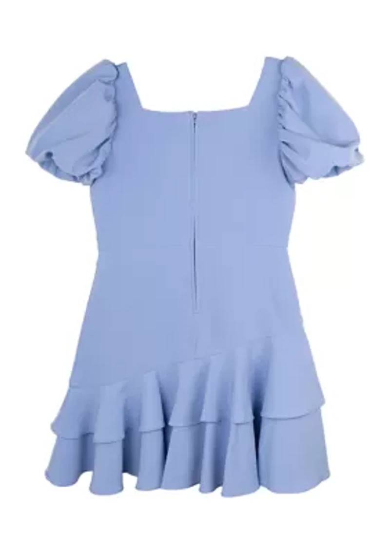 Girls 7-16 Ruffle Hem Scuba Dress