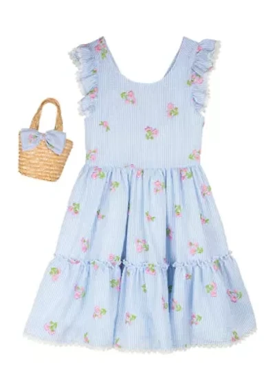 Girls 7-16 Embroidered Seersucker Dress