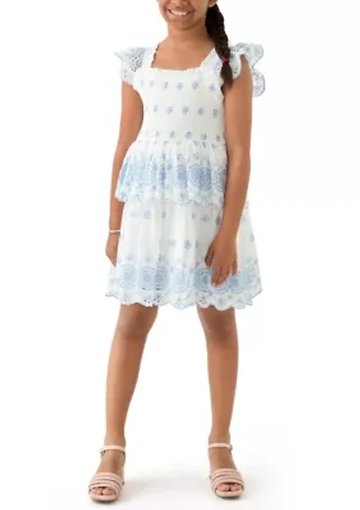 Girls 7-16 Eyelet Trim Dress