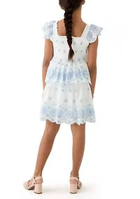Girls 7-16 Eyelet Trim Dress
