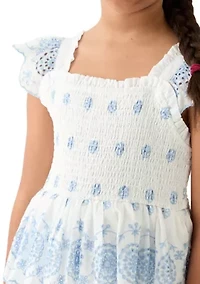 Girls 7-16 Eyelet Trim Dress