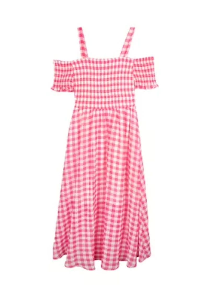 Girls 7-16 Gingham Printed High Low Chiffon Maxi Dress