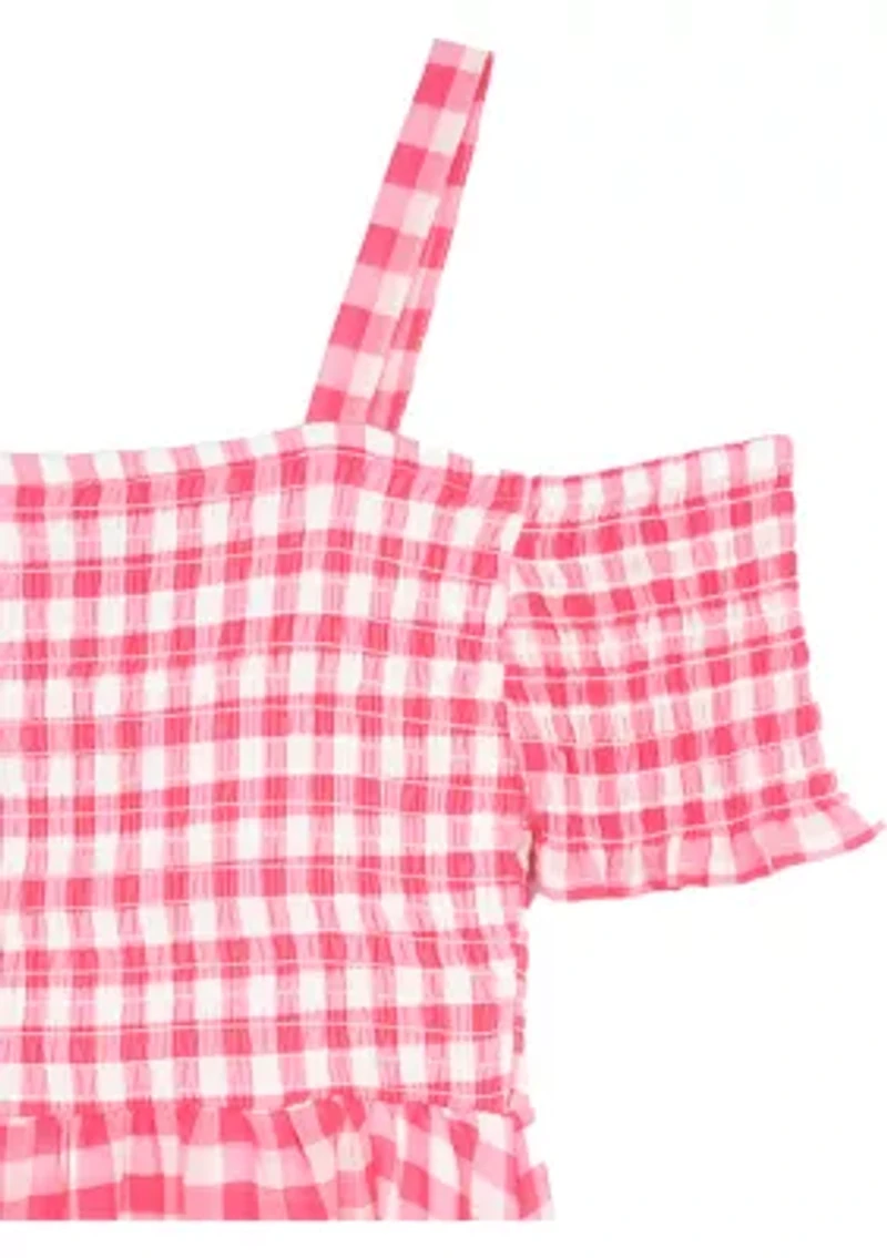 Girls 7-16 Gingham Printed High Low Chiffon Maxi Dress