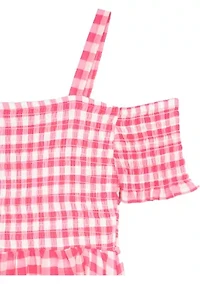 Girls 7-16 Gingham Printed High Low Chiffon Maxi Dress