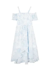 Girls 7-16 Toile Printed High Low Chiffon Maxi Dress