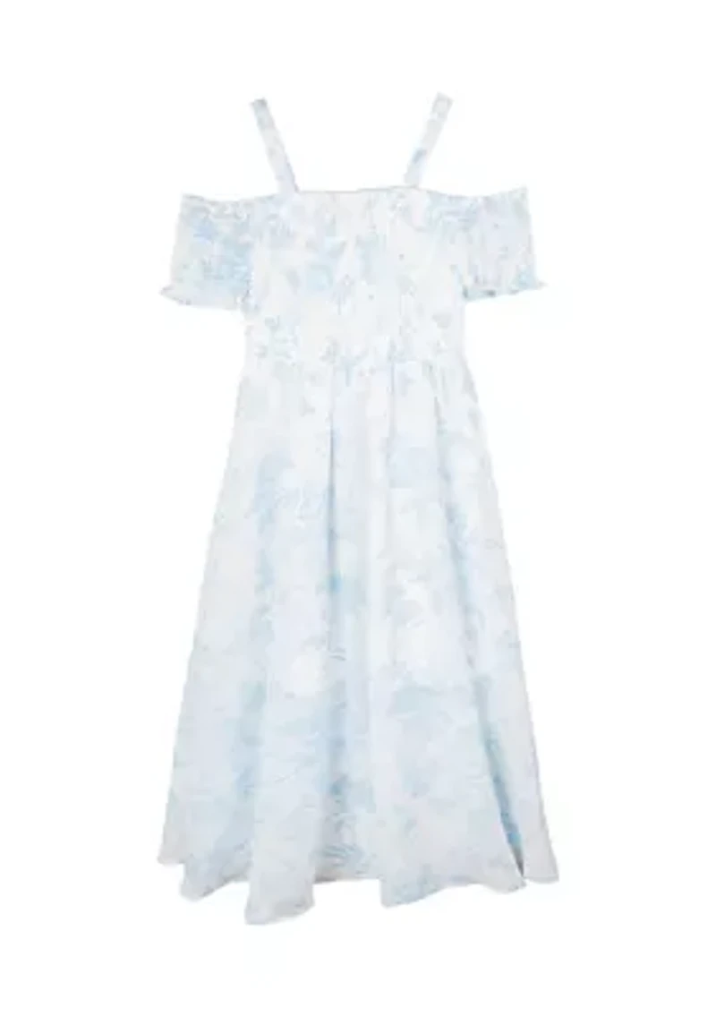 Girls 7-16 Toile Printed High Low Chiffon Maxi Dress