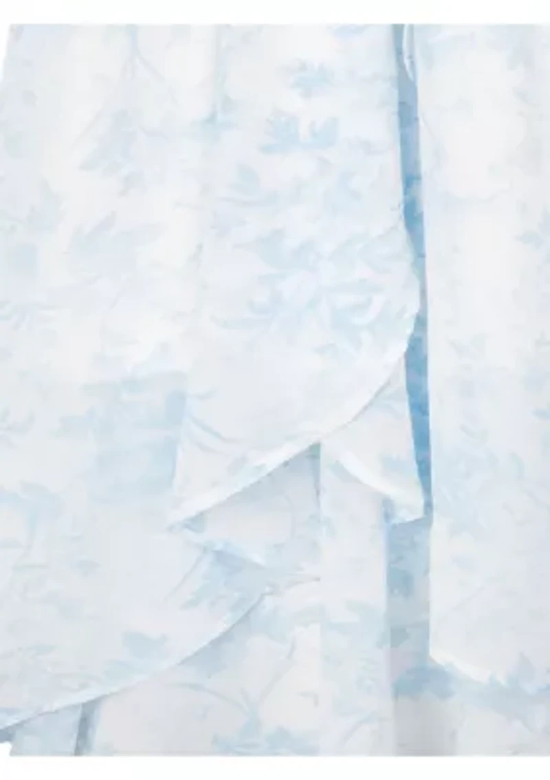 Girls 7-16 Toile Printed High Low Chiffon Maxi Dress