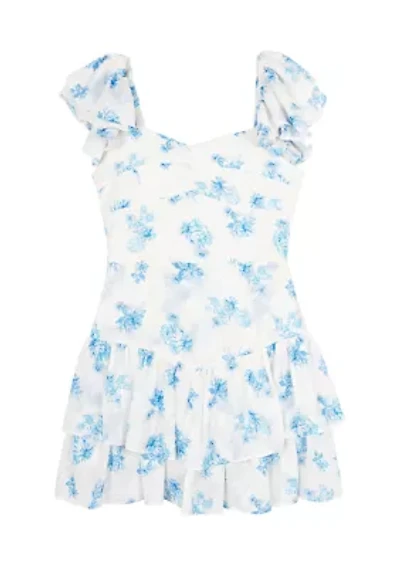 Girls 7-16 Floral Burn Out Tiered Maxi Dress