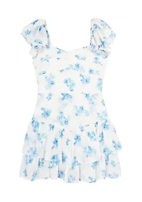 Girls 7-16 Floral Burn Out Tiered Maxi Dress