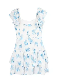 Girls 7-16 Floral Burn Out Tiered Maxi Dress