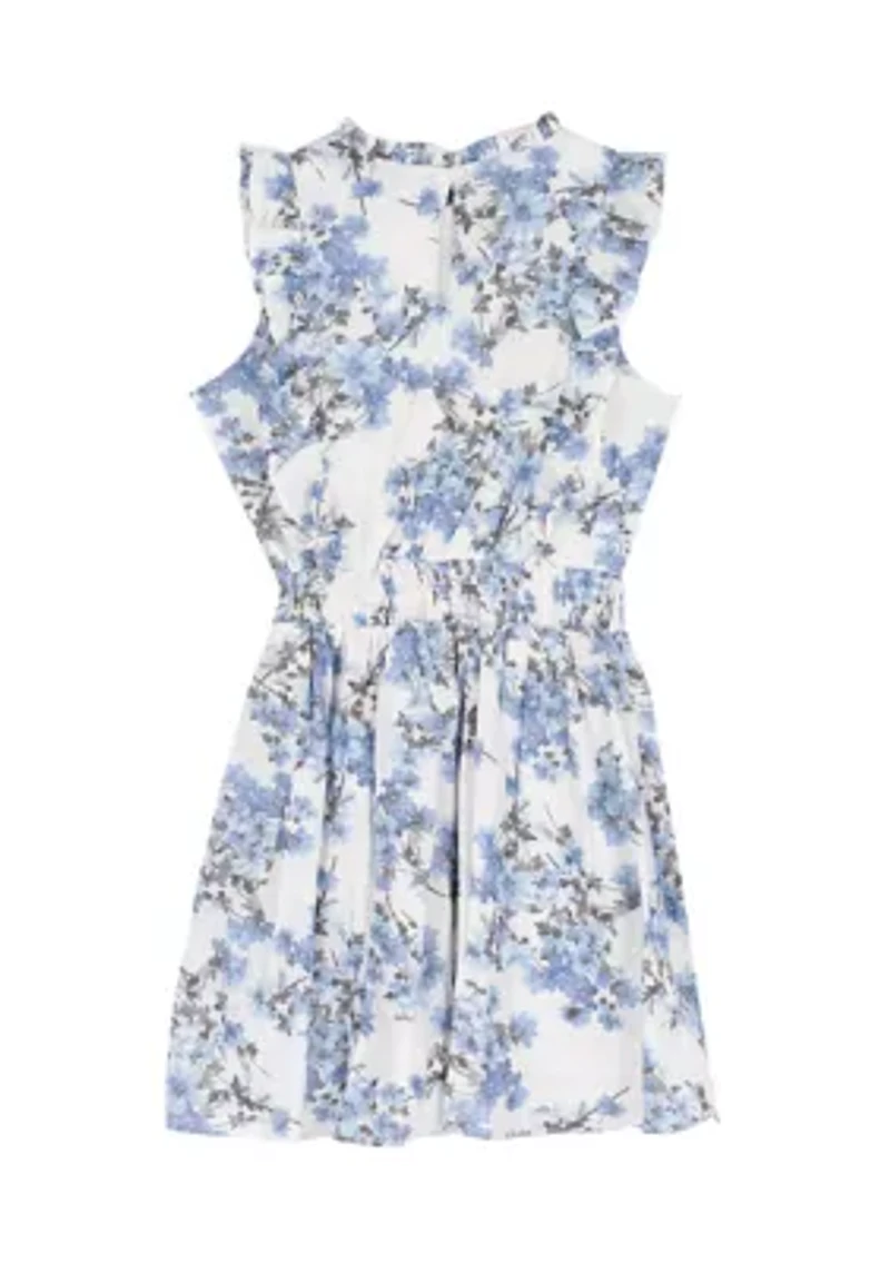 Girls 7-16 Floral Smocked Waist Dress