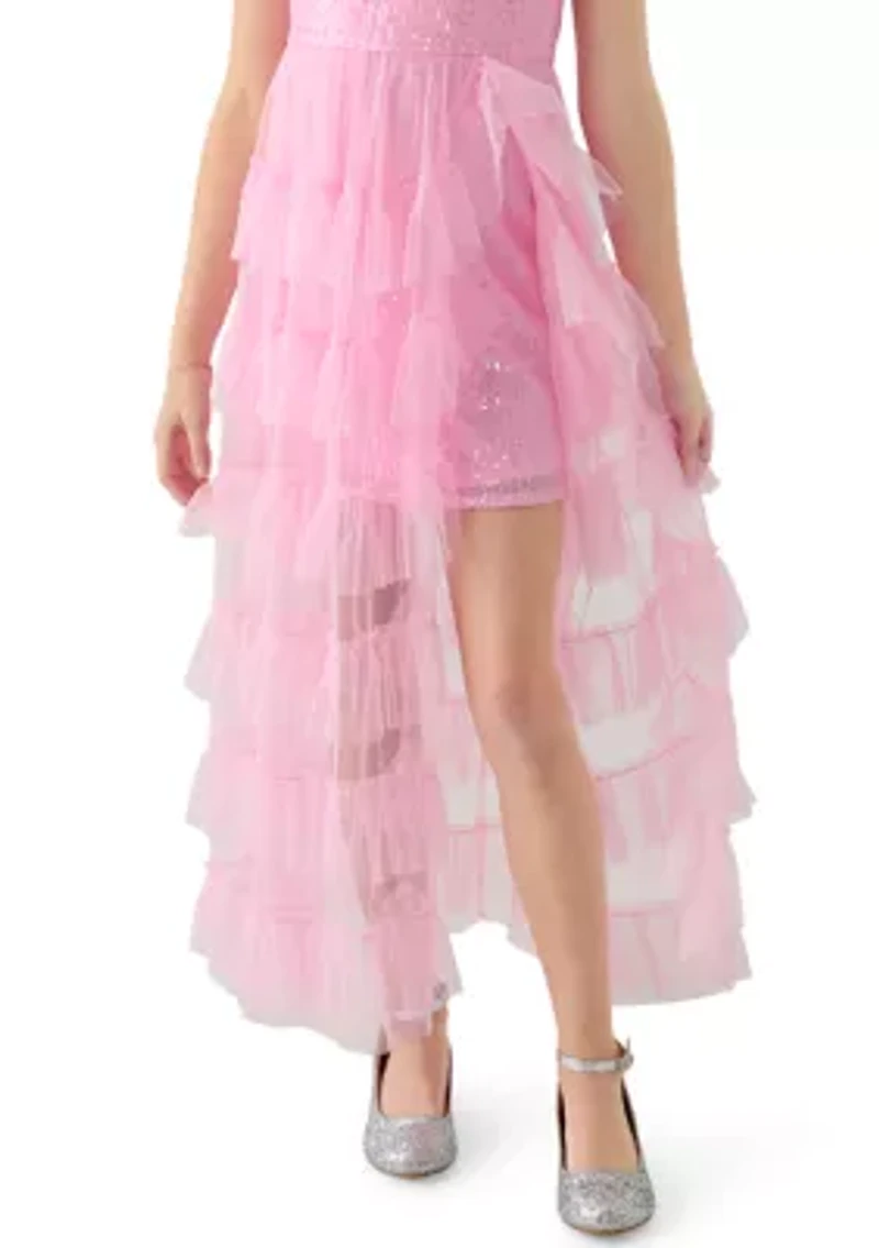Girls 7-16 12 Pink Sequin Tiered Maxi Dress