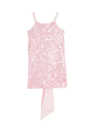 Girls 7-16 Pink Sequin A-line Bow Dress