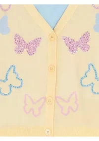 Girls 7-16 Butterfly Sweater and Flare Jeans Set