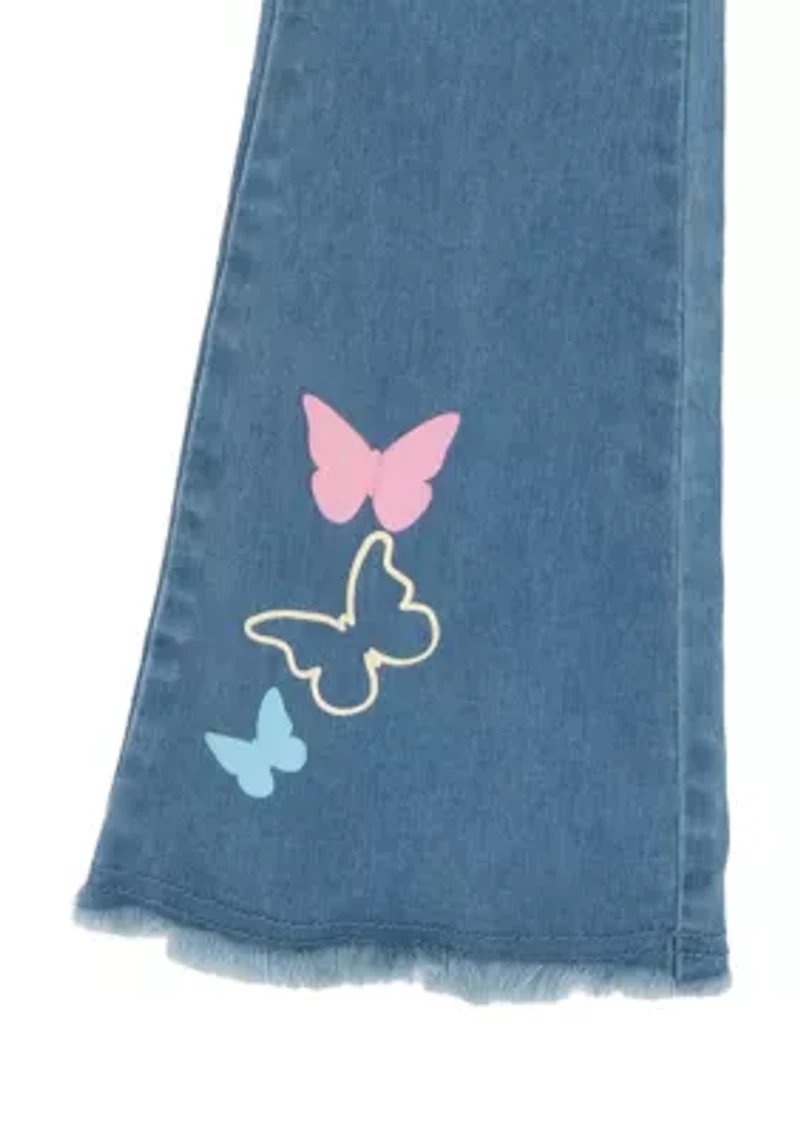 Girls 7-16 Butterfly Sweater and Flare Jeans Set