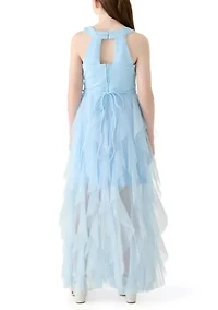 Girls 7-16 Glitter Knit Mesh Dress