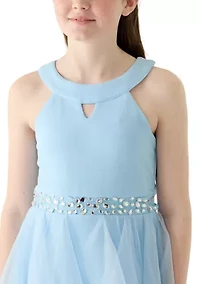 Girls 7-16 Glitter Knit Mesh Dress