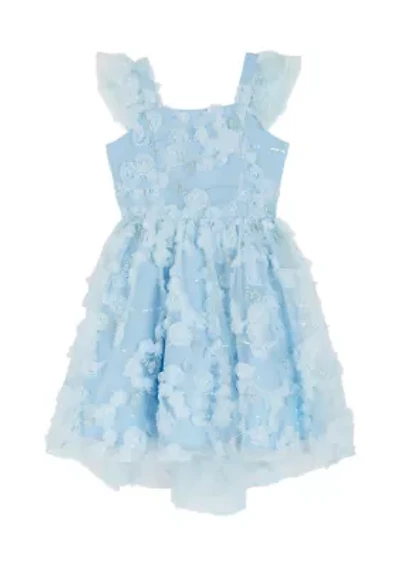 Girls 7-16 Blue Floral Soutache Dress