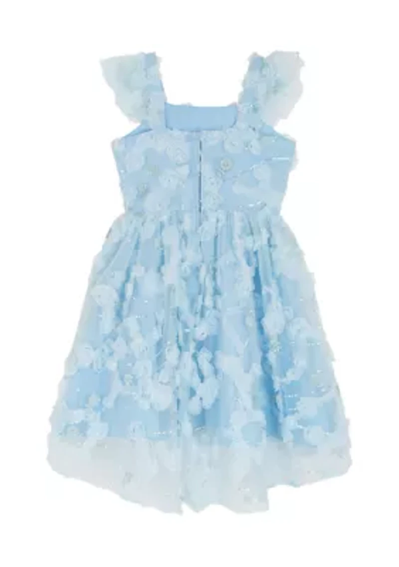 Girls 7-16 Blue Floral Soutache Dress