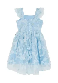 Girls 7-16 Blue Floral Soutache Dress