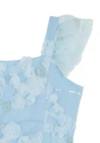 Girls 7-16 Blue Floral Soutache Dress