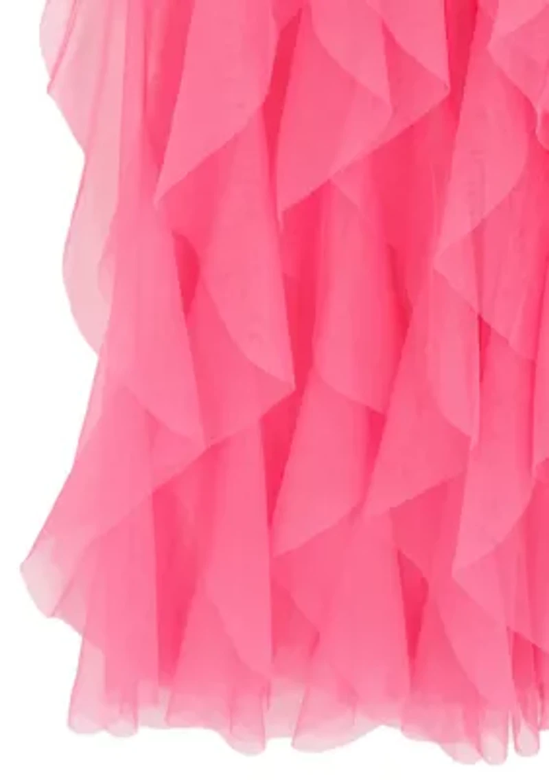 Girls 7-16 Pink Lace Cascade Maxi Dress