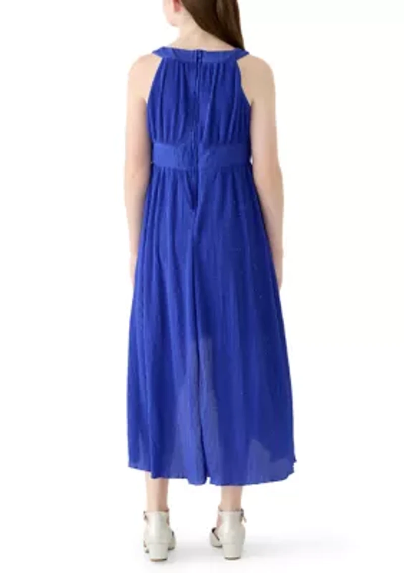 Girls 7-16 Glitter Chiffon Hi Low Dress