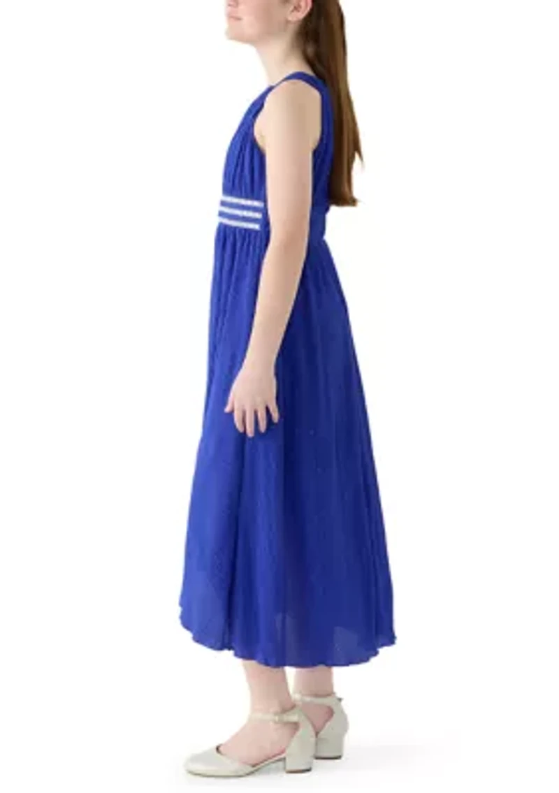 Girls 7-16 Glitter Chiffon Hi Low Dress