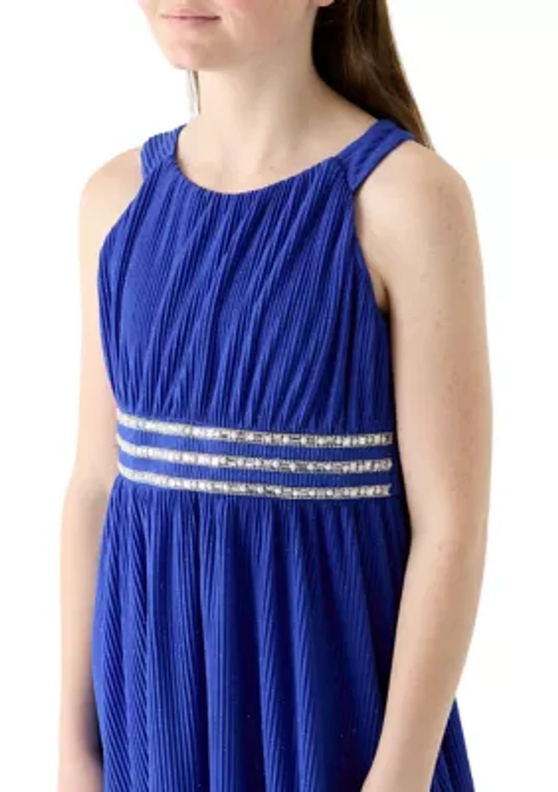 Girls 7-16 Glitter Chiffon Hi Low Dress