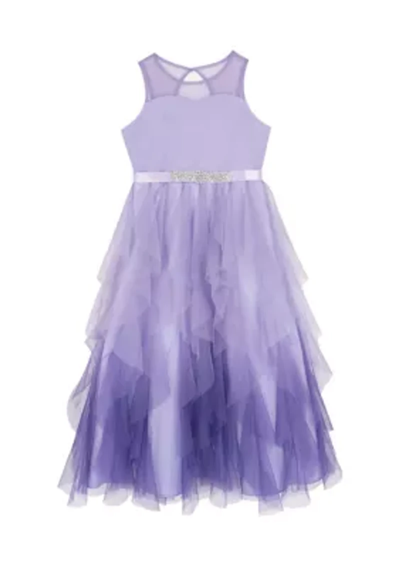 Girls 7-16 Lavender Ombre Cascade Maxi Dress