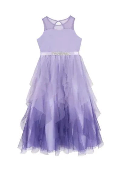 Girls 7-16 Lavender Ombre Cascade Maxi Dress