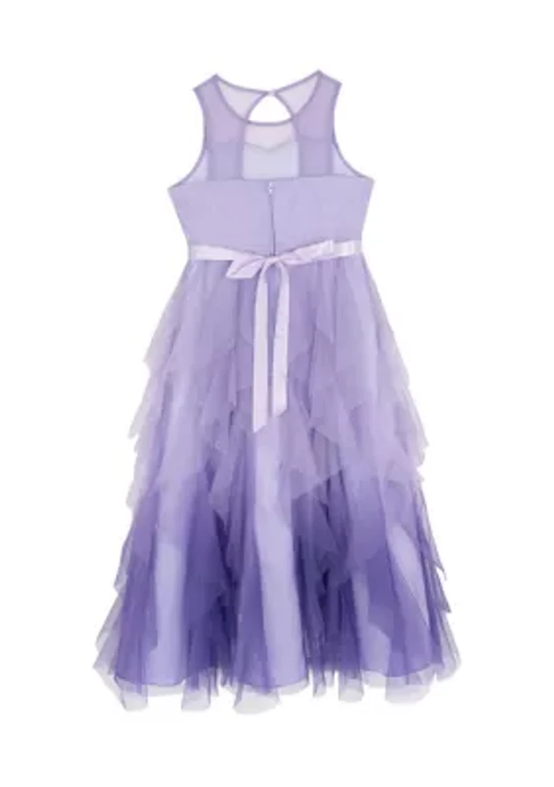 Girls 7-16 Lavender Ombre Cascade Maxi Dress