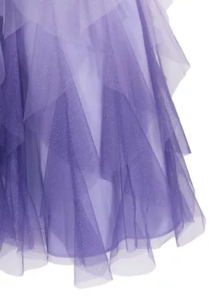 Girls 7-16 Lavender Ombre Cascade Maxi Dress