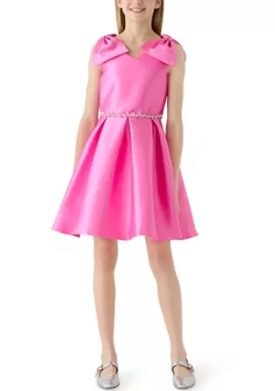 Girls 7-16 Pink Bow Shoulder Mini Dress