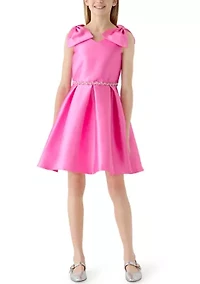 Girls 7-16 Pink Bow Shoulder Mini Dress