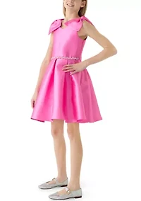 Girls 7-16 Pink Bow Shoulder Mini Dress