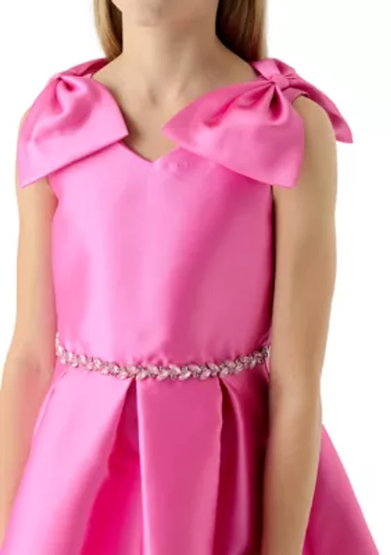 Girls 7-16 Pink Bow Shoulder Mini Dress