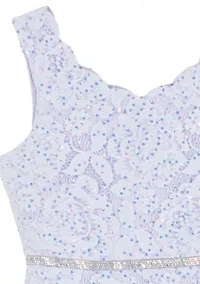 Girls 7-16 Glitter Lace HI-Low Dress