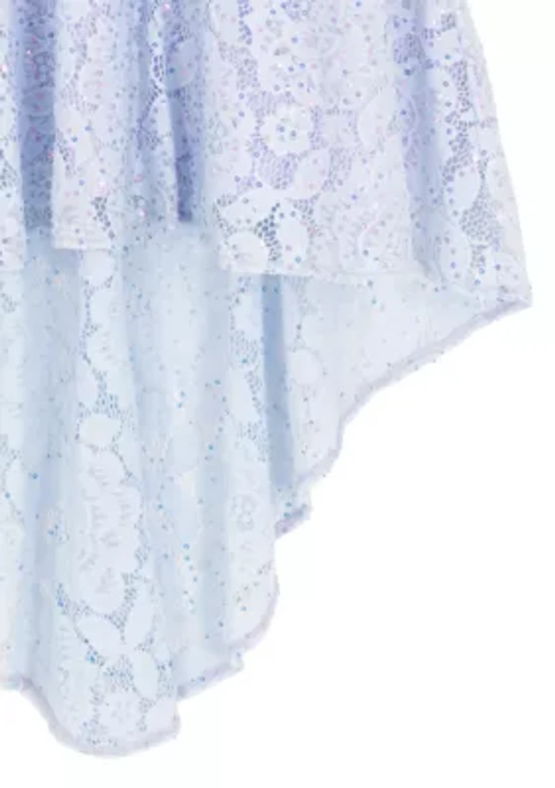 Girls 7-16 Glitter Lace HI-Low Dress