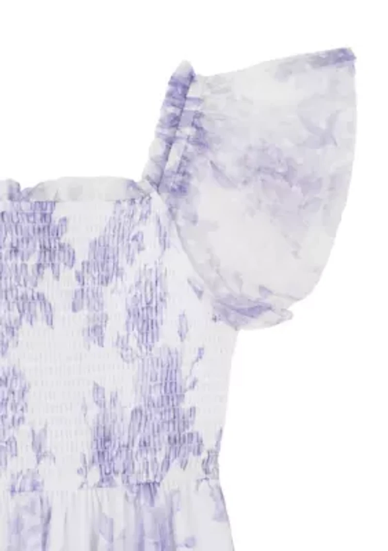 Girls 7-16 Lilac Clip Dot Mesh Maxi Dress